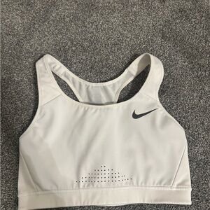 Nike White Racerback Sports Bra with Black Swoosh